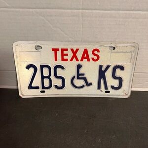 Vintage Expired 1990s License Plate Red White Blue Handicap 2BS KS Wall Art